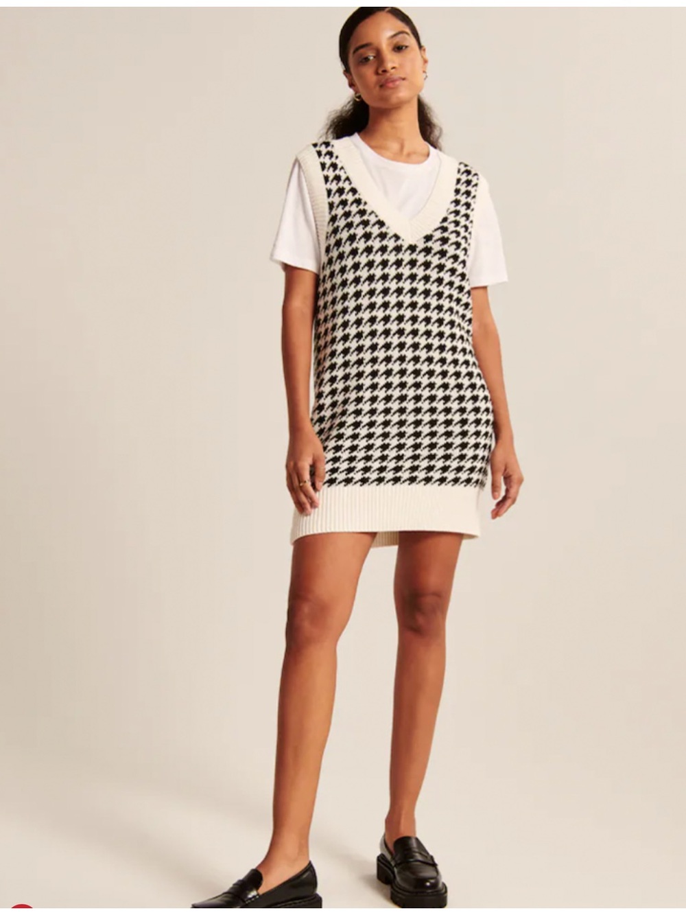 NWT ABERCROMBIE & FITCH Sweater Vest Mini Dress Black/Ivory Size XS Petite